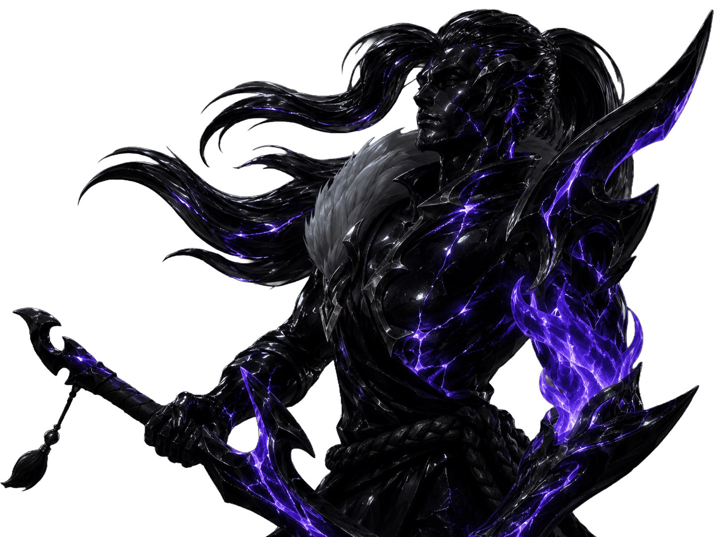 Yasuo in glossy black with purple energy